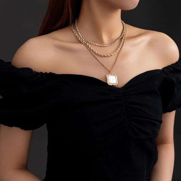 chains european and american simple handmade multi-layer baroque pearl pendant necklace, Silver
chains european and american simple handmade multi-layer baroque pearl pendant necklace, Silver