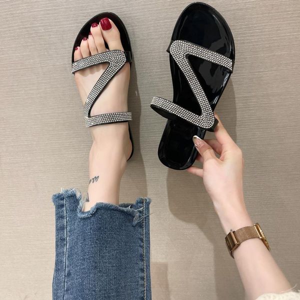 slippers summer women's flat bling flip flops rhinestone beach sandals black open-toe non-slip women
slippers summer women's flat bling flip flops rhinestone beach sandals black open-toe non-slip women