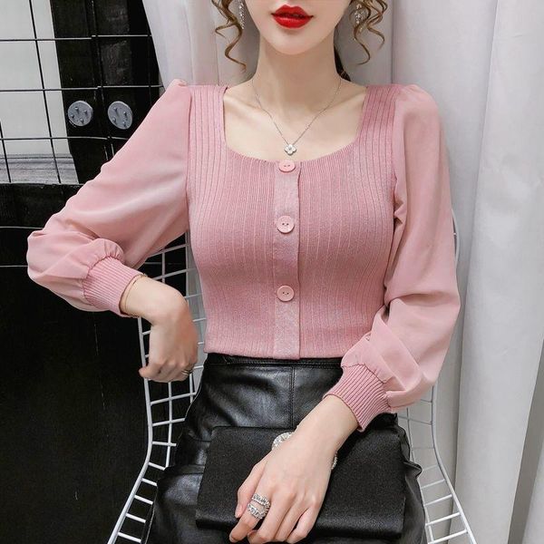 women's spring autumn style blouse shirt square neck solid color button puff sleeve elegant slim sp1062 blouses & shirts, White
women's spring autumn style blouse shirt square neck solid color button puff sleeve elegant slim sp1062 blouses & shirts, White
