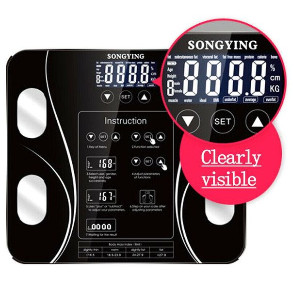 smart scales 180kg body weights scale fat analyser bmi led digital english function screen weighing
smart scales 180kg body weights scale fat analyser bmi led digital english function screen weighing