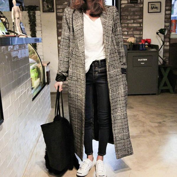 women's wool & blends woollen coat middle length south korea 2021 fashion autumn and winter knee thickening hepburn tweed, Black
women's wool & blends woollen coat middle length south korea 2021 fashion autumn and winter knee thickening hepburn tweed, Black