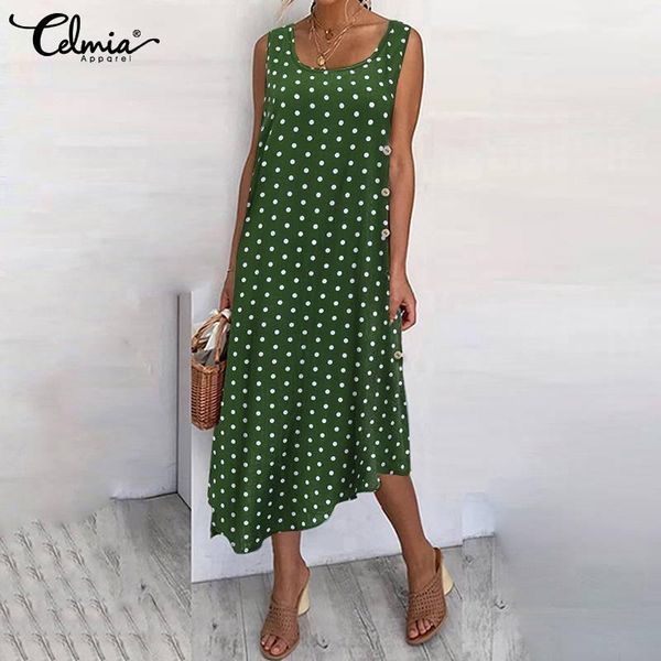 casual dresses celmia 2021 women fashion polka dot dress sleeveless round neck irregular summer hem long loose holiday a line vestidos, Black;gray
casual dresses celmia 2021 women fashion polka dot dress sleeveless round neck irregular summer hem long loose holiday a line vestidos, Black;gray