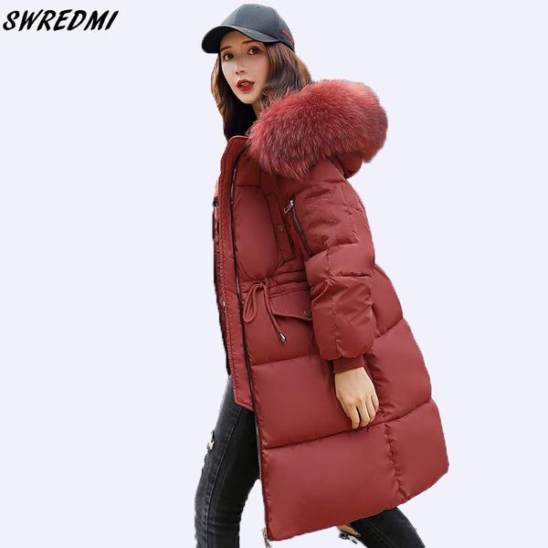 thickening warm winter coat women big fur collar hooded parkas down cotton padded jackets plus size clothing women's, Black
thickening warm winter coat women big fur collar hooded parkas down cotton padded jackets plus size clothing women's, Black