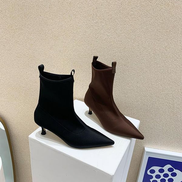 boots pointed toe women sock slip on thin mid heels black/brown short ankle booties stretch party pumps size 35-39
boots pointed toe women sock slip on thin mid heels black/brown short ankle booties stretch party pumps size 35-39