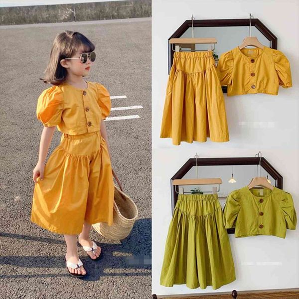 3 8y summer kids girls holiday clothes sets solid puff sleeve single breasted t shirts long loose pants 2 colors, White
3 8y summer kids girls holiday clothes sets solid puff sleeve single breasted t shirts long loose pants 2 colors, White