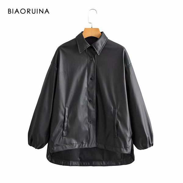 women's jackets biaoruina pu black oversized single breasted jacket turn-down collar female vintage autumn elegant coat outerwear, Black;brown
women's jackets biaoruina pu black oversized single breasted jacket turn-down collar female vintage autumn elegant coat outerwear, Black;brown