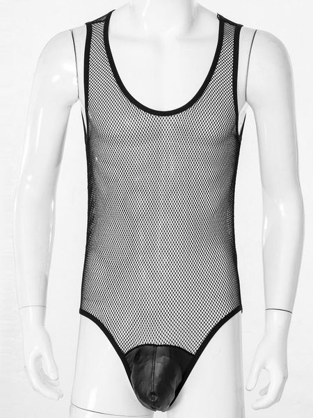 men's swimwear men see-through hollow out mesh swimming bodysuit faux leather bulge pouch leotard sleeveless wrestling singlet playsuit
men's swimwear men see-through hollow out mesh swimming bodysuit faux leather bulge pouch leotard sleeveless wrestling singlet playsuit