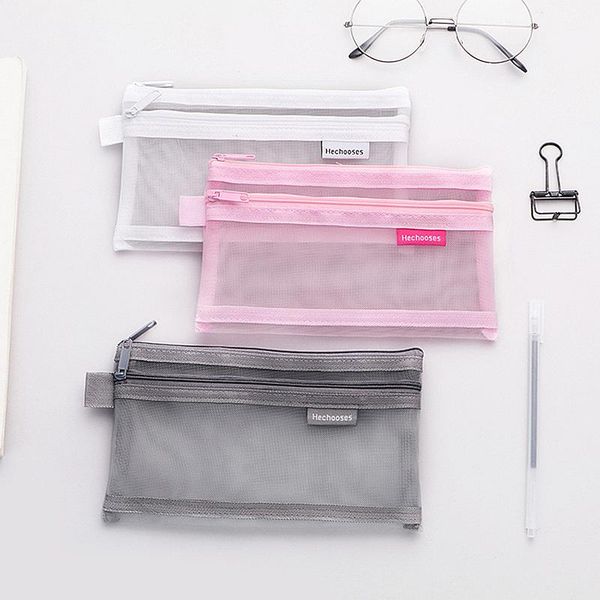 pencil bags simple transparent double mesh nylon case office student school supplies pen box cosmetic makeup storage bag
pencil bags simple transparent double mesh nylon case office student school supplies pen box cosmetic makeup storage bag