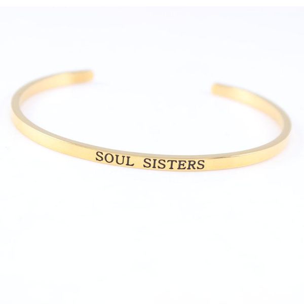 bangle rose gold stainless steel engraved ''soul sisters'' quote stamped cuff mantra bracelet for women, Black
bangle rose gold stainless steel engraved ''soul sisters'' quote stamped cuff mantra bracelet for women, Black