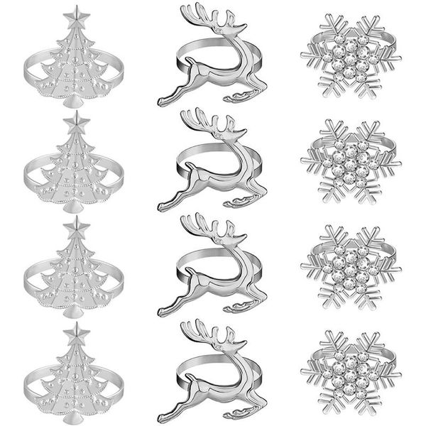 12pcs napkin rings set, snowflake deer christmas tree holders dinner table decor 
12pcs napkin rings set, snowflake deer christmas tree holders dinner table decor