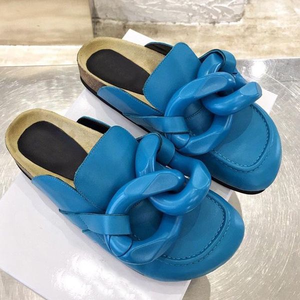 slippers prowow chain mules round toe shoes women outdoor casual black beach slides