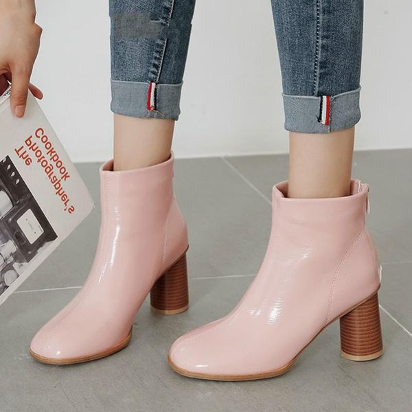 boots autumn ankle women patent leather round high heels short zip square toe shoes female winter big size 34-46, Black
boots autumn ankle women patent leather round high heels short zip square toe shoes female winter big size 34-46, Black