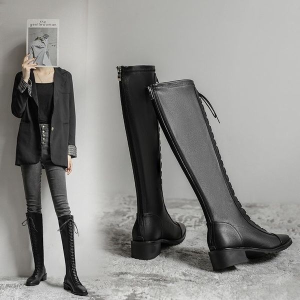 boots women's lace up high tube 2021 winter british style thick heel zipper square head long knight, Black
boots women's lace up high tube 2021 winter british style thick heel zipper square head long knight, Black