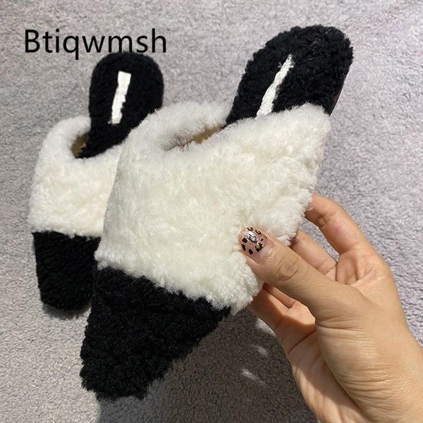 wool fur slippers women pointed toe mixed color flat shoes woman fashion warm mules autumn, Black
wool fur slippers women pointed toe mixed color flat shoes woman fashion warm mules autumn, Black