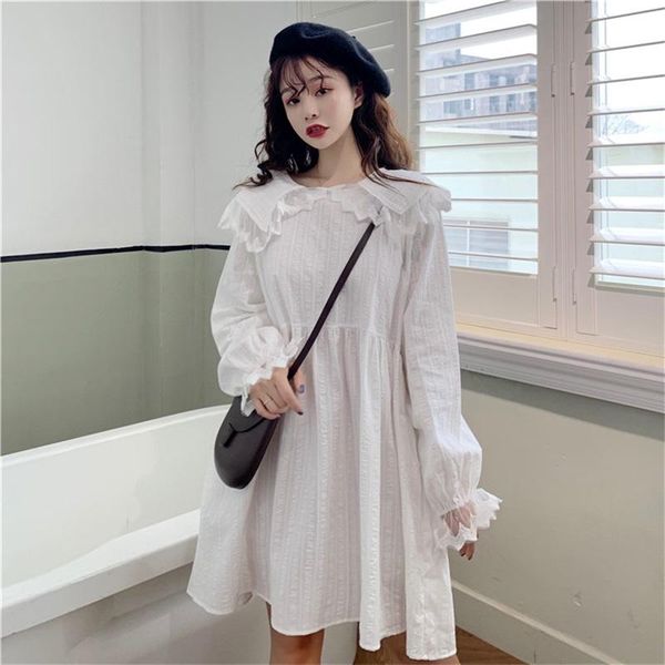casual dresses japanese kawaii mori girly white women dress autumn elegant chic chiffon gauze petal sleeve embroidery loose lady vestidos, Black;gray
casual dresses japanese kawaii mori girly white women dress autumn elegant chic chiffon gauze petal sleeve embroidery loose lady vestidos, Black;gray