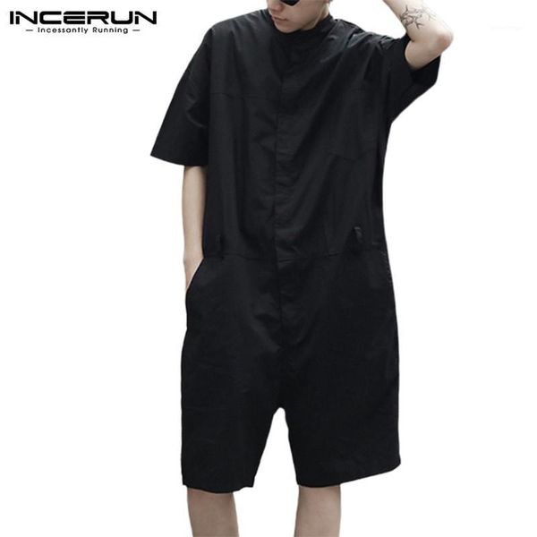 men's pants 2021 men rompers stylish cargo overalls solid punk style loose couple jumpsuit shortsleeve playsuit streetwear incerun, Black
men's pants 2021 men rompers stylish cargo overalls solid punk style loose couple jumpsuit shortsleeve playsuit streetwear incerun, Black