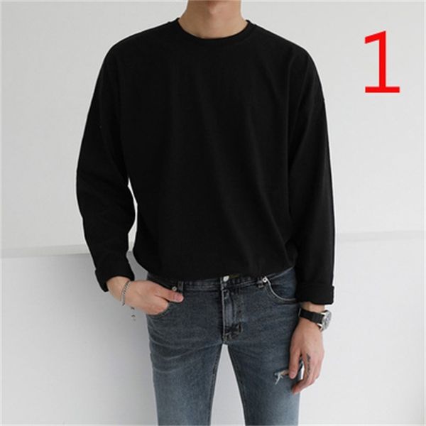 t shirts long sleeve t-shirt trend men's bottoming shirt cotton solid color autumn clothes, White;black
t shirts long sleeve t-shirt trend men's bottoming shirt cotton solid color autumn clothes, White;black