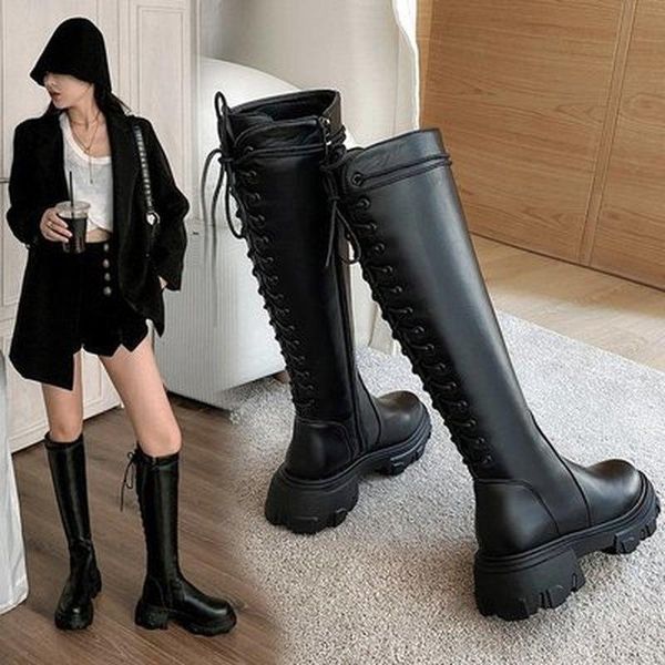 boots autumn and winter women's boots, roma riding platform back lace-up zipper mid-tube high-heeled, Black
boots autumn and winter women's boots, roma riding platform back lace-up zipper mid-tube high-heeled, Black