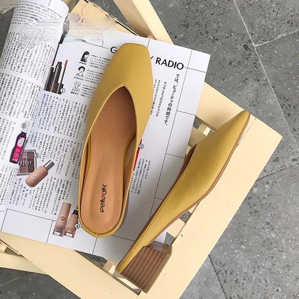 slippers concise mule shoes women heels pumps leather pu wooden block heel open back shallow loafers ladies summer designer, Black
slippers concise mule shoes women heels pumps leather pu wooden block heel open back shallow loafers ladies summer designer, Black