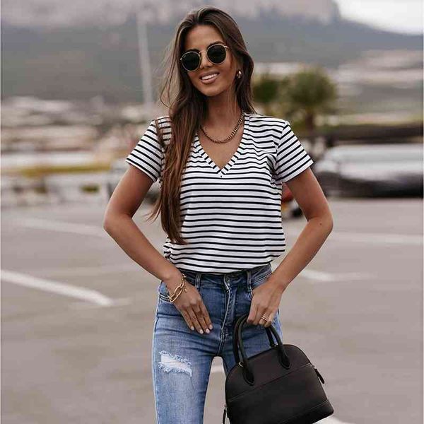 women's knits & tees 2021 summer new style v-neck striped short-sleeved t-shirt casual daily simple fresh short basic off, White
women's knits & tees 2021 summer new style v-neck striped short-sleeved t-shirt casual daily simple fresh short basic off, White