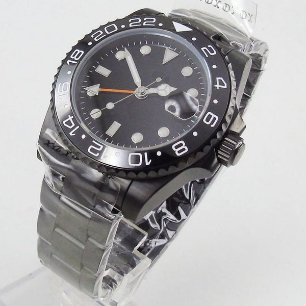 wristwatches 40mm black dial self winding mens watch automatic gmt movement sapphire glass pvd bracelet strap date window, Slivery;brown
wristwatches 40mm black dial self winding mens watch automatic gmt movement sapphire glass pvd bracelet strap date window, Slivery;brown
