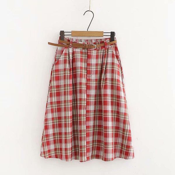 skirts retro fashion high waist plaid skirt women for autumn spring pocket a-line womens with belt england, Black 
skirts retro fashion high waist plaid skirt women for autumn spring pocket a-line womens with belt england, Black