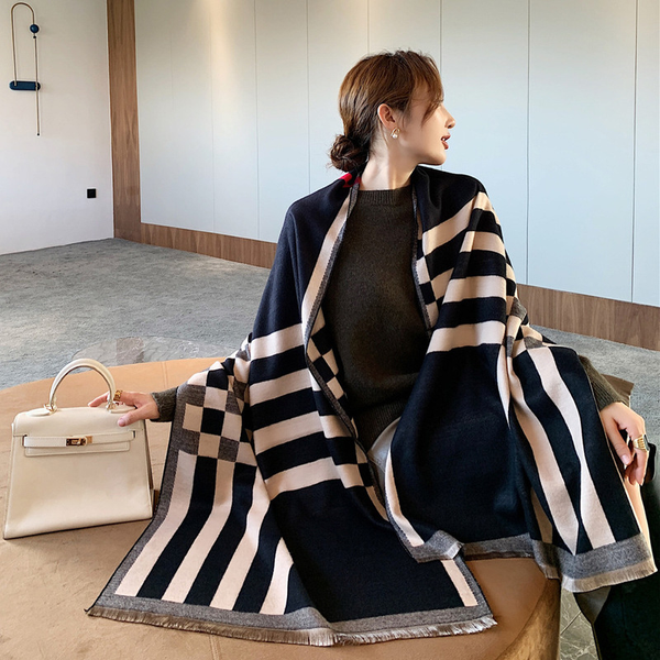 luxury cashmere scarf women winter brand striped plaid black pink warm pashmina shawls wrap female scarves stoles, Blue;gray
luxury cashmere scarf women winter brand striped plaid black pink warm pashmina shawls wrap female scarves stoles, Blue;gray