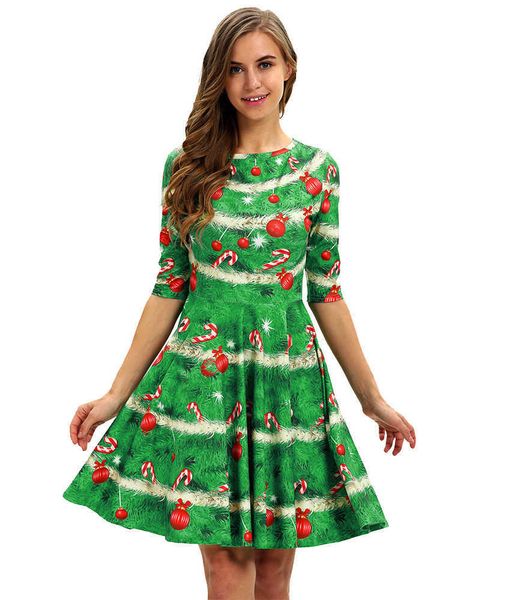 christmas dress digital printing women's dress slim fit medium sleeve dress versatile fashion medium length skirt, White
christmas dress digital printing women's dress slim fit medium sleeve dress versatile fashion medium length skirt, White