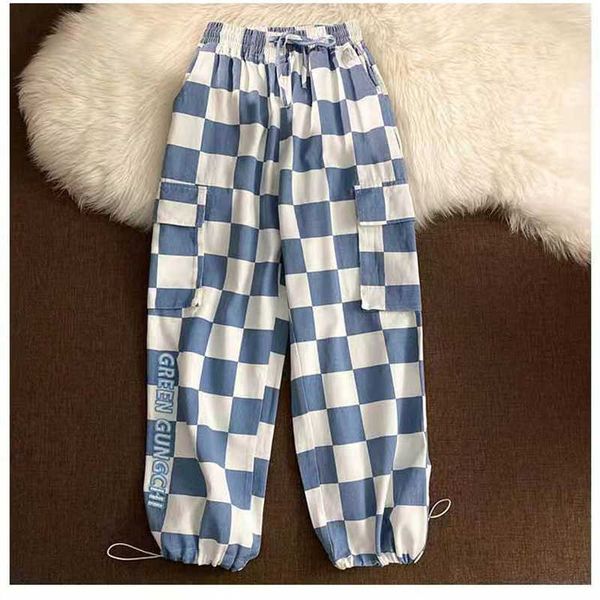 women's spring autumn harajuku streetwear pants vintage loose cargo women plaid high waist trousers 210531, Black;white
women's spring autumn harajuku streetwear pants vintage loose cargo women plaid high waist trousers 210531, Black;white