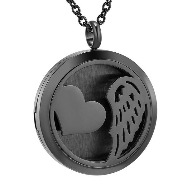 pendant necklaces fashion design single wing heart jewelry perfume essential oil diffuser necklace for men 30mm, Silver 
pendant necklaces fashion design single wing heart jewelry perfume essential oil diffuser necklace for men 30mm, Silver