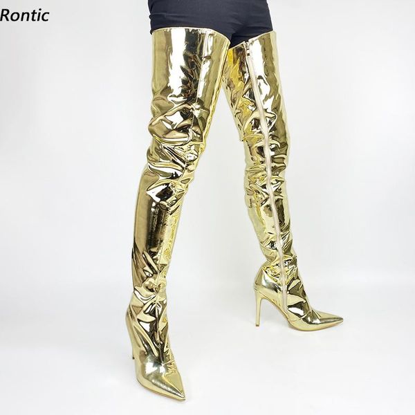 boots rontic 2021 women winter thigh shiny side zipper stiletto heels pointed toe light gold silver party shoes us size 5-15, Black
boots rontic 2021 women winter thigh shiny side zipper stiletto heels pointed toe light gold silver party shoes us size 5-15, Black