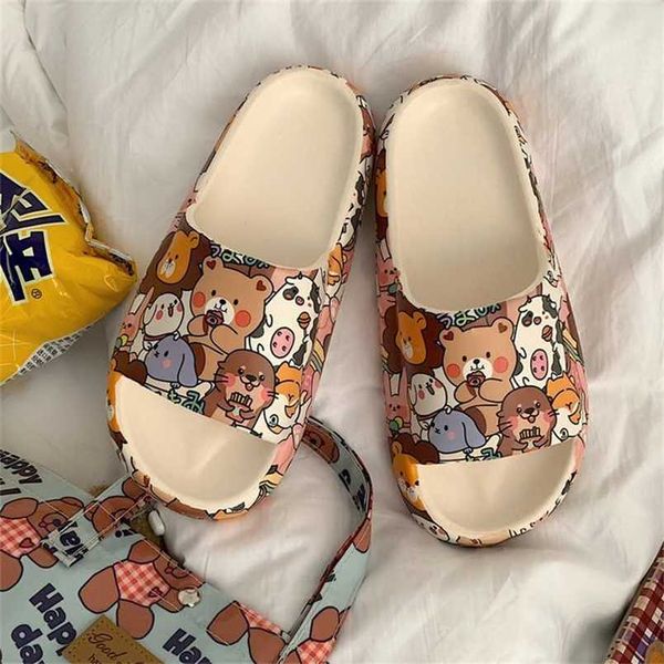 couple fashion bear sandals non-slip thick-soled indoor and outdoor slippers men's flip flops women street graffiti 211206, Black
couple fashion bear sandals non-slip thick-soled indoor and outdoor slippers men's flip flops women street graffiti 211206, Black