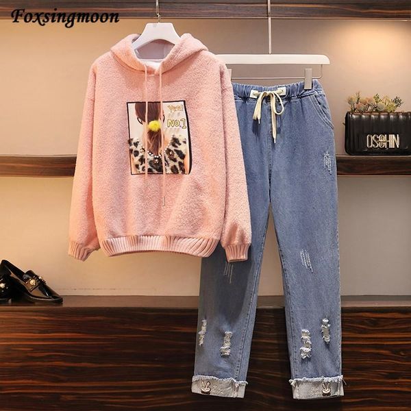 women's two piece pants two-piece women sweatshirt plus size korean style hoodie casual pullovers and high waist jeans loose harajuku s, White
women's two piece pants two-piece women sweatshirt plus size korean style hoodie casual pullovers and high waist jeans loose harajuku s, White