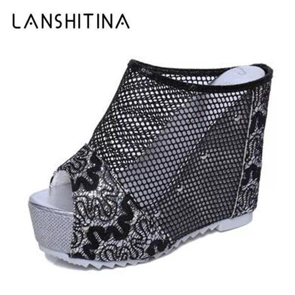 dress shoes summer net yarn high heels 2021 women 12cm wedges sandals platform slippers lace increase peep toe feminina chaussures, Black
dress shoes summer net yarn high heels 2021 women 12cm wedges sandals platform slippers lace increase peep toe feminina chaussures, Black
