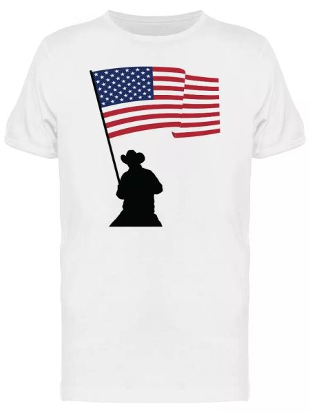 Cowboy With Usa Flag Men's Tee -Image by Shutterstock, White;black
Cowboy With Usa Flag Men's Tee -Image by Shutterstock, White;black