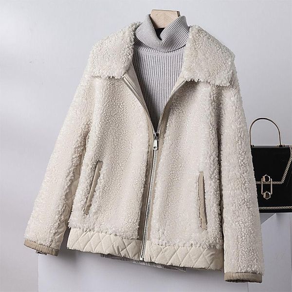 women's wool & blends autumn long sleeve loose warm jacket lamb winter thickened locomotive lapel female coat beige chic outerwear x352, Black
women's wool & blends autumn long sleeve loose warm jacket lamb winter thickened locomotive lapel female coat beige chic outerwear x352, Black