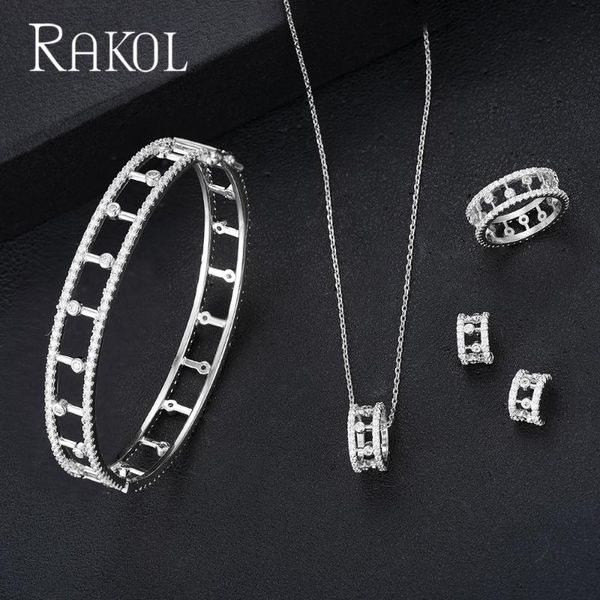 earrings & necklace rakol 4pcs trendy dubai bridal zirconia jewelry sets for women party luxury nigeria cz crystal wedding accessorie, Silver
earrings & necklace rakol 4pcs trendy dubai bridal zirconia jewelry sets for women party luxury nigeria cz crystal wedding accessorie, Silver