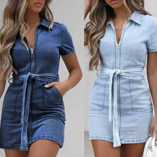 plus size denim waist belt womens dresses pockets short sleeve zippers jean party swing vestidos, Black;gray
plus size denim waist belt womens dresses pockets short sleeve zippers jean party swing vestidos, Black;gray