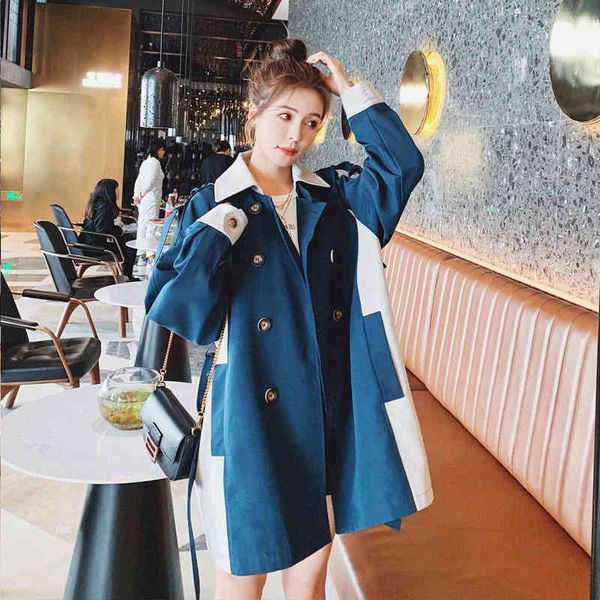 spring long-sleeved turn down collar double breasted patchwork blue panelled loose lace up windbreaker overcoat 8y782 210510, Tan;black
spring long-sleeved turn down collar double breasted patchwork blue panelled loose lace up windbreaker overcoat 8y782 210510, Tan;black