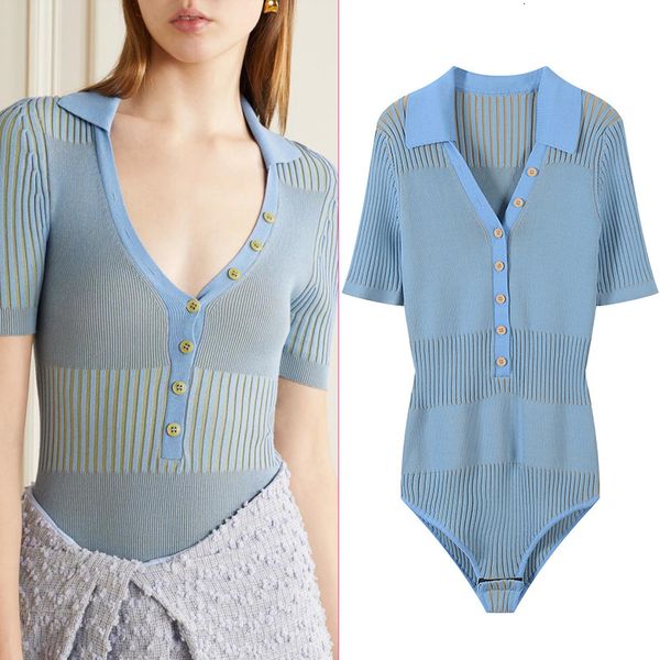 women's knits & tees single short sleeve summer breasted waist fan goddess bodysuit two colors with knitted ribs from a female cardigan, White
women's knits & tees single short sleeve summer breasted waist fan goddess bodysuit two colors with knitted ribs from a female cardigan, White