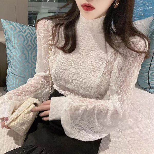 korean women's clothing blouse mesh lace turtleneck shirts female spring autumn style fashion brands perspective slim blouses &, White
korean women's clothing blouse mesh lace turtleneck shirts female spring autumn style fashion brands perspective slim blouses &, White