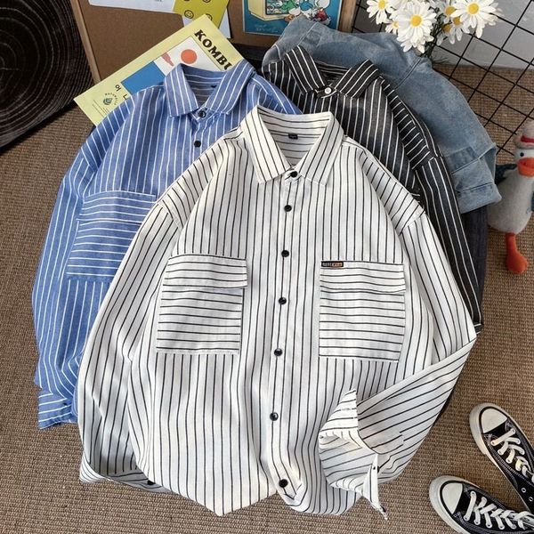 men's striped printed shirts long sleeve shirt clothing 2021 fashion casual oversize clothing, White;black
men's striped printed shirts long sleeve shirt clothing 2021 fashion casual oversize clothing, White;black