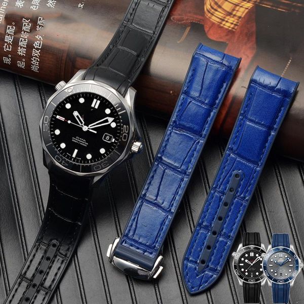 watch bands gebogen end echt leer siliconen horlogeband voor o-mega s-eamaster 007 pols waterdichte band armband met vouwen gesp blauw, Black;brown
watch bands gebogen end echt leer siliconen horlogeband voor o-mega s-eamaster 007 pols waterdichte band armband met vouwen gesp blauw, Black;brown