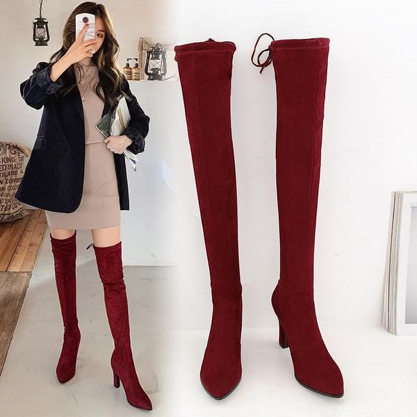 boots size 33-43 2021 over the knee women faux suede thigh high platform stretch slim ladies women's winter, Black
boots size 33-43 2021 over the knee women faux suede thigh high platform stretch slim ladies women's winter, Black