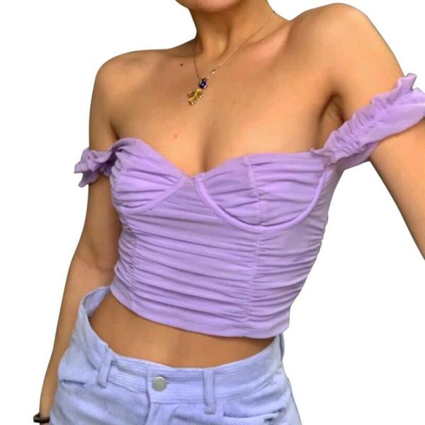 women's t-shirt women ruched crop casual short puff sleeve off shoulder solid color mesh t-shirts, White
women's t-shirt women ruched crop casual short puff sleeve off shoulder solid color mesh t-shirts, White