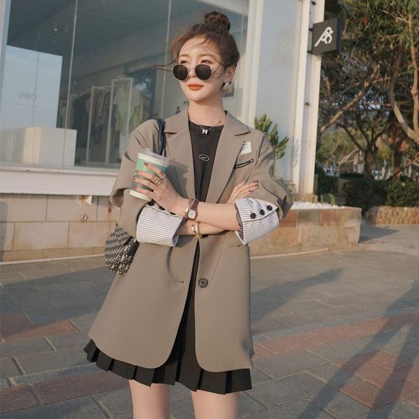 women's suits & blazers suit jacket for women long sleeve oversized coat 2021 loose retro and thin blazer office ladies, White;black
women's suits & blazers suit jacket for women long sleeve oversized coat 2021 loose retro and thin blazer office ladies, White;black