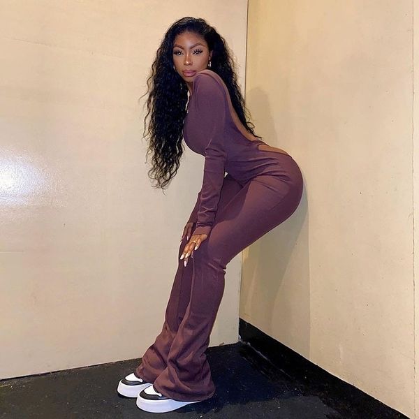 women's jumpsuits & rompers hollow ribbed long sleeve o neck bodycon party club womens open back wide leg 9itn, Black;white 
women's jumpsuits & rompers hollow ribbed long sleeve o neck bodycon party club womens open back wide leg 9itn, Black;white