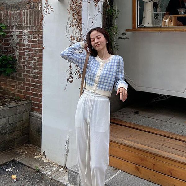 women's knits & tees warm chessboard a hundred high-waisted retro checkered granny sweater short cardigan autumn model, White
women's knits & tees warm chessboard a hundred high-waisted retro checkered granny sweater short cardigan autumn model, White