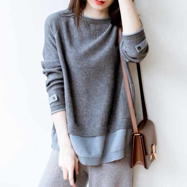 women's sweaters stitching autumn winter cashmere sweater color matching women loose round neck casual wool outer knitted bottoming pul, White;black
women's sweaters stitching autumn winter cashmere sweater color matching women loose round neck casual wool outer knitted bottoming pul, White;black