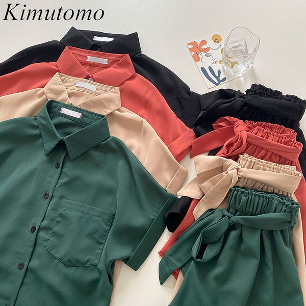 kimutomo summer women suit fashion korean turn down collar short sleeve loose shirt + high waist lace up solid shorts 210521, White
kimutomo summer women suit fashion korean turn down collar short sleeve loose shirt + high waist lace up solid shorts 210521, White